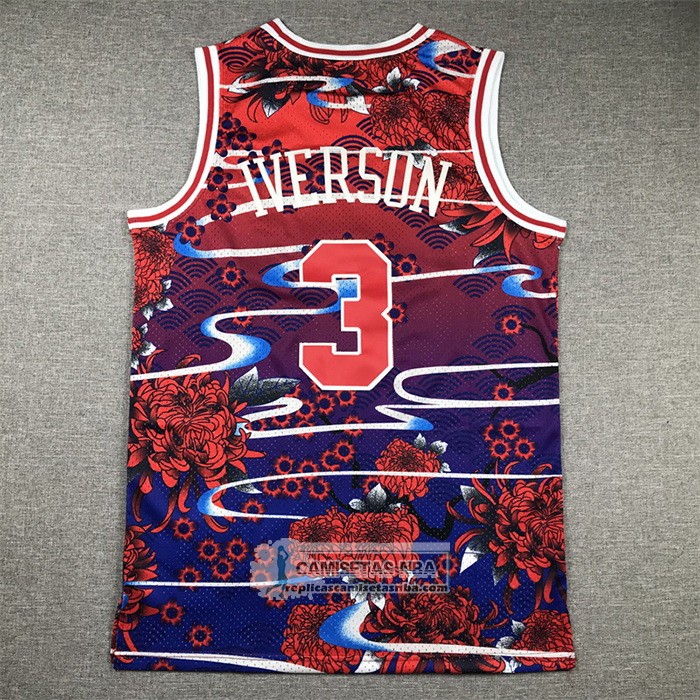 Camiseta Philadelphia 76ers Allen Iverson NO 3 Mitchell & Ness Lunar New Year Rojo
